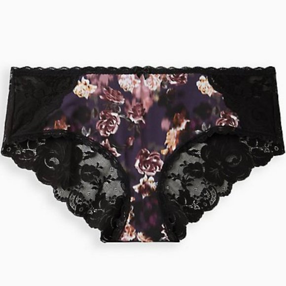 SECOND SKIN LATTICE HIPSTER PANTY - FLORAL BLACK - Picture 4 of 4